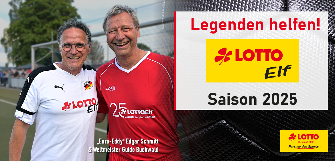 Gelbes Banner Motiv der Lotto Elf mit dem Motto 