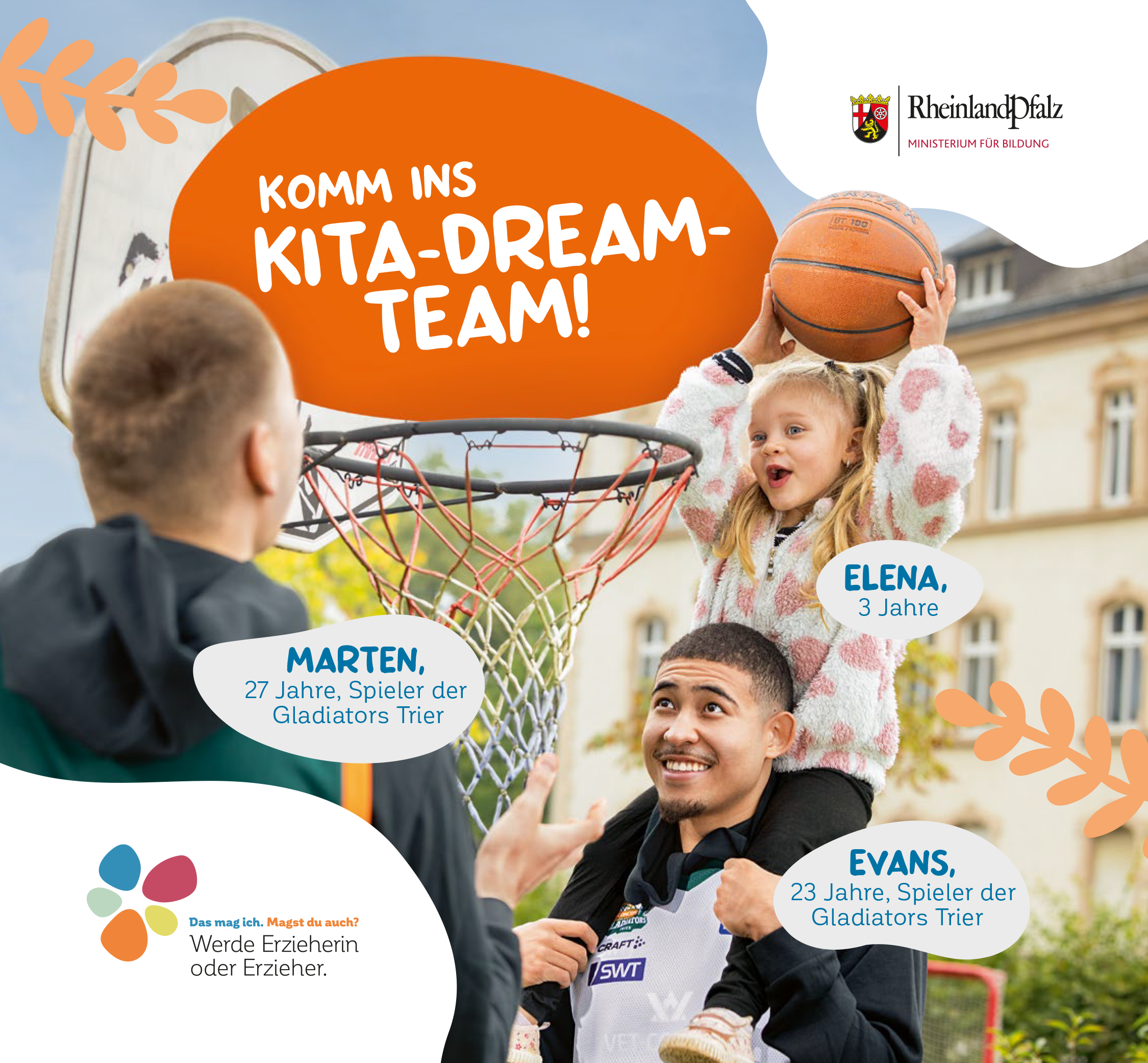 Werde Erzieher, Bildmotiv Kinder und Erzieher